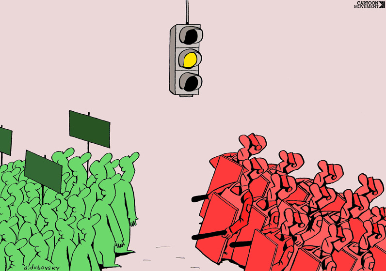 کاریکاتور روز – انتظار در چهار راه تظاهرات